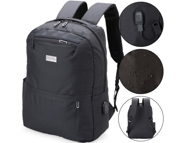 Mochila Para Notebook Personalizada De Nylon Com Sada USB Lateral