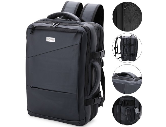 Mochila Personalizada Para Notebook Expansvel De Couro Sinttico Com Sada UBS Lateral