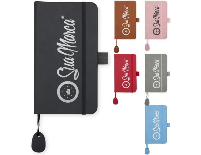 Caderneta Personalizada Estilo Moleskine Com Capa Emborrachada E Folhas Pautadas