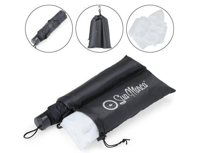 Kit Chuva Personalizado Com Guarda-Chuva, Capa E Estojo