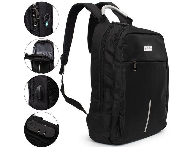 Mochila Personalizada Anti-Furto Para Notebook De Polister E Sada USB Lateral