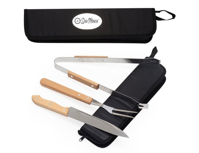 Kit Churrasco Personalizado Com 3 Peas E Estojo De Nylon