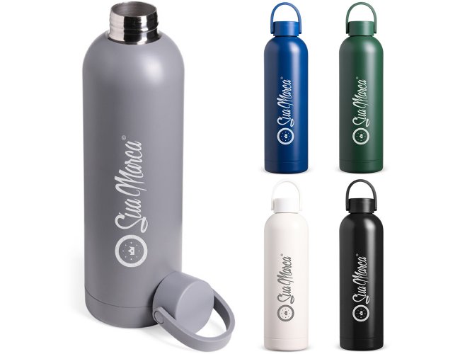 Garrafa Trmica Personalizada De Ao Inox Com Ala Na Tampa E Capacidade De 750ml