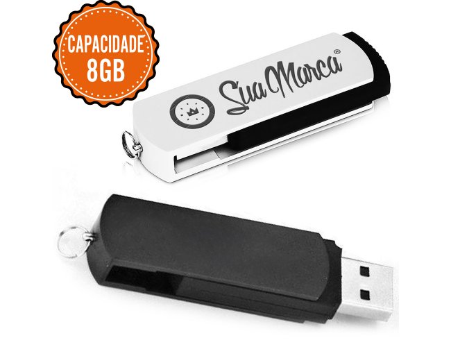 Pen Drive Giratrio Personalizado De Alumnio E Plstico NEW Com Capacidade De 8GB