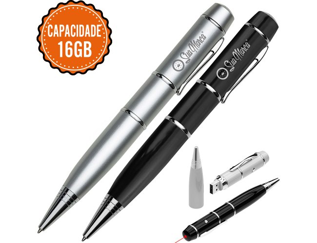 Caneta Pen Drive Personalizada De Metal Com Laser Point E Capacidade De 16GB