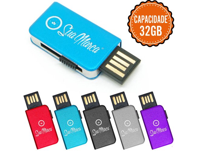 Mini Pen Drive Retrtil Personalizado De Metal BING Com Capacidade De 32GB