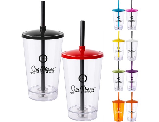 Copo Personalizado Com Led e Tampa de 650ml GV032