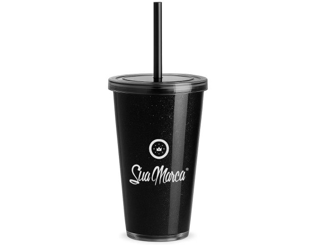 Copo Personalizado Gliter Com Tampa de 540ml GV035