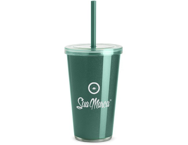 Copo Personalizado Gliter Com Tampa de 540ml GV035