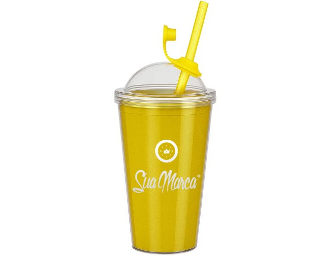 Copo Personalizado Gliter EVA Com Tampa Bola 540ml GV040