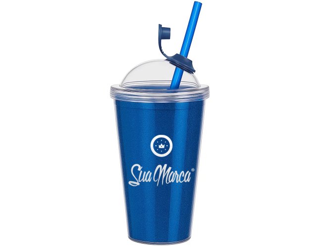 Copo Personalizado Gliter EVA Com Tampa Bola 540ml GV040