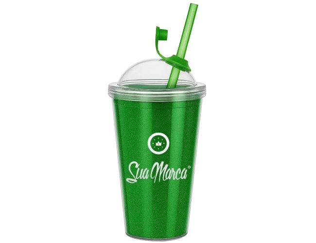 Copo Personalizado Gliter EVA Com Tampa Bola 540ml GV040