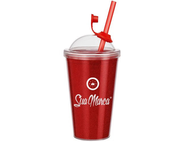 Copo Personalizado Gliter EVA Com Tampa Bola 540ml GV040