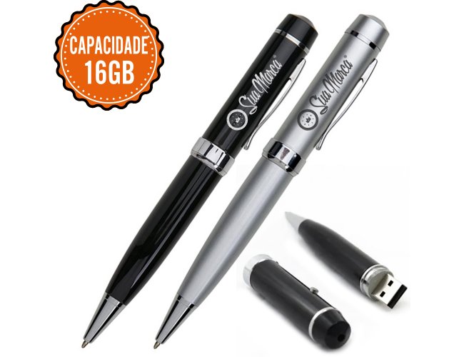 Caneta Pen Drive Personalizada De Metal Com Laser Point E Capacidade De 16GB