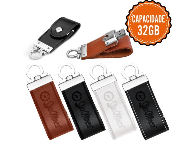 Pen Drive Personalizado De Fivela De Couro Sinttico E Metal Com Capacidade De 32GB