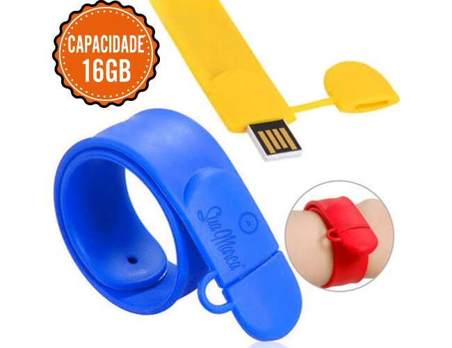 Pulseiras Pen Drive Personalizada Bate-Enrola De Silicone Com Capacidade De 16GB