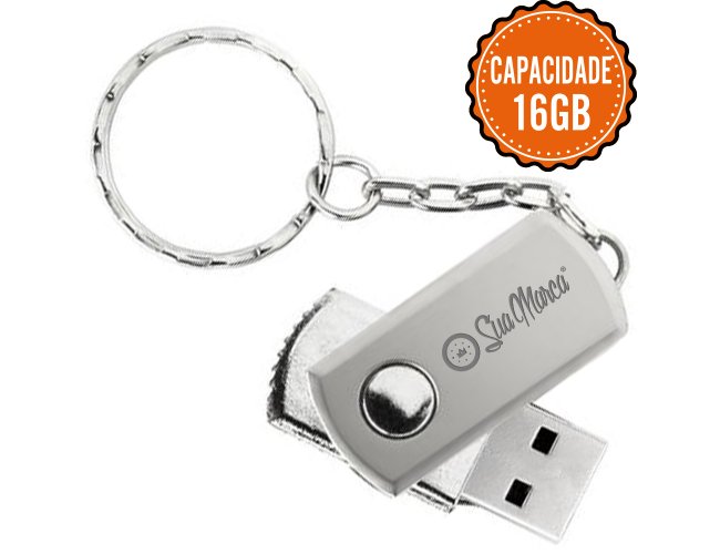 Pen Drive Personalizado Giratrio De Metal Com Argola De Chaveiro IRON E Capacidade De 16GB