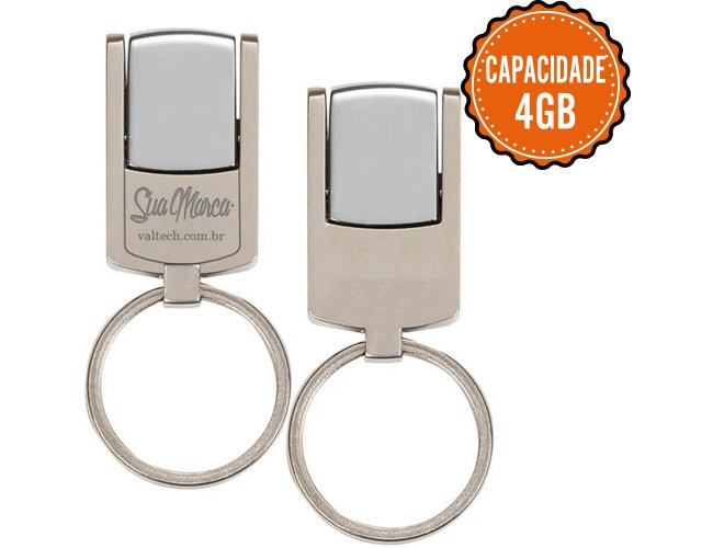 Mini Pen Drive Personalizado De Metal Giratrio Com Argola De Chaveiro Com Capacidade De 4GB