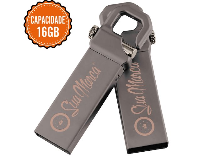 Pen Drive Personalizado De Metal Com Mosqueto E Capacidade De 16GB