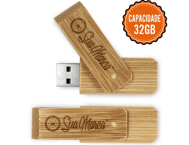 Pen Drives Ecolgico Personalizado Giratrio De Bambu Com Capacidade De 32GB