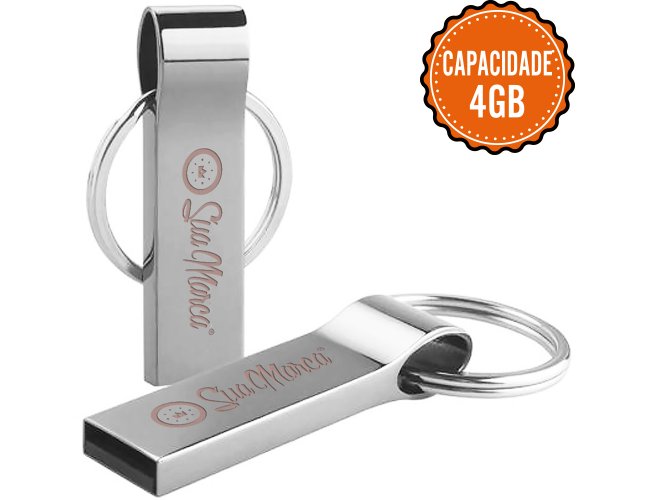 Pen Drive Personalizado De Metal Com Argola De Chaveiro STYLE Com Capacidade De 4GB