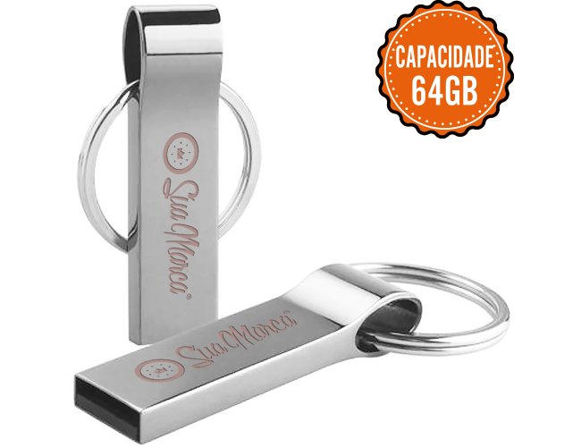 Pen Drive Personalizado De Metal Com Argola De Chaveiro STYLE Com Capacidade De 64GB