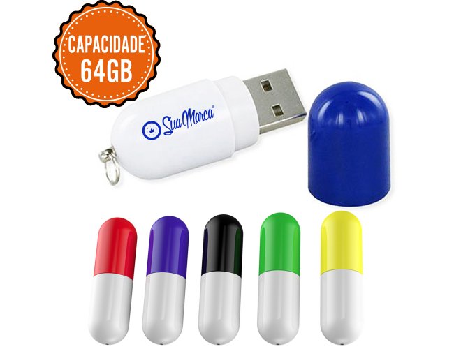 Pen Drive Personalizado Com Formato De Capsula Em Plstico E Capacidade De 64GB