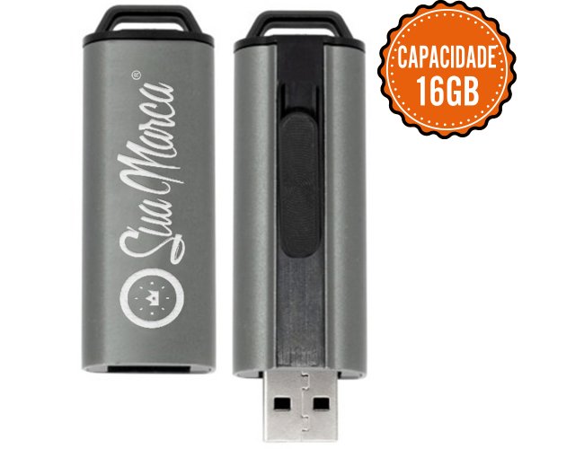 Pen Drive Personalizado Retrtil De Metal E Plstico Com Capacidade De 16GB