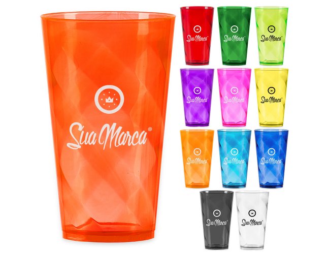 Copo Twister Personalizado De PS Cristal Com Capacidade De 550ml