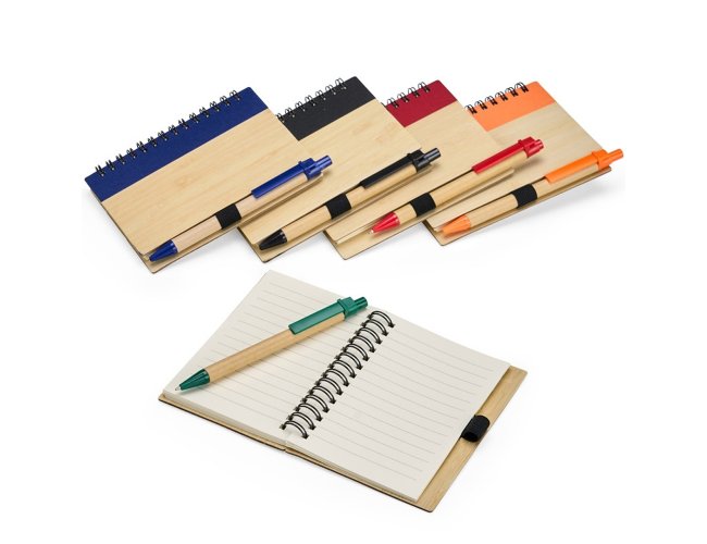 Caderno Ecológico Capa de Bambu Com Caneta XV18937