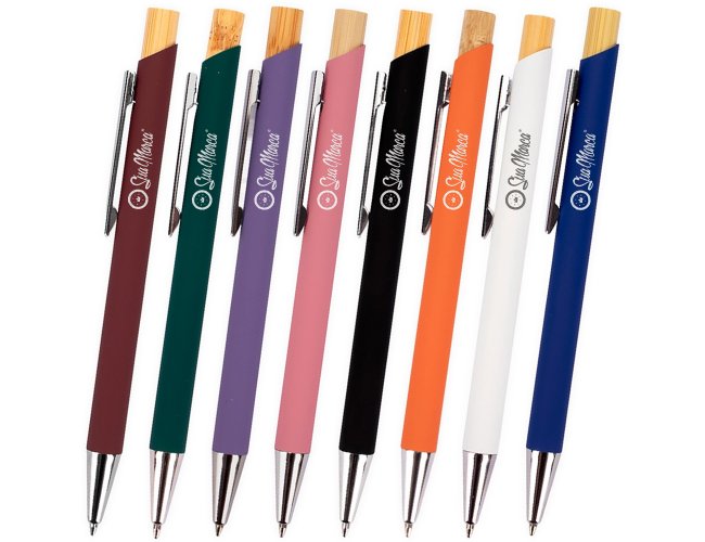 Caneta Personalizada de Metal e Bambu XV8170